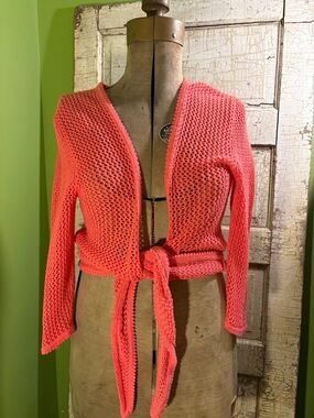 Christopher Banks Tie-Front Knit Sweater - Coral